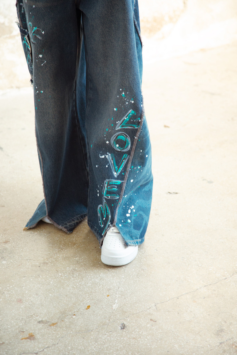Spodnie jeans Peace niebieskie
