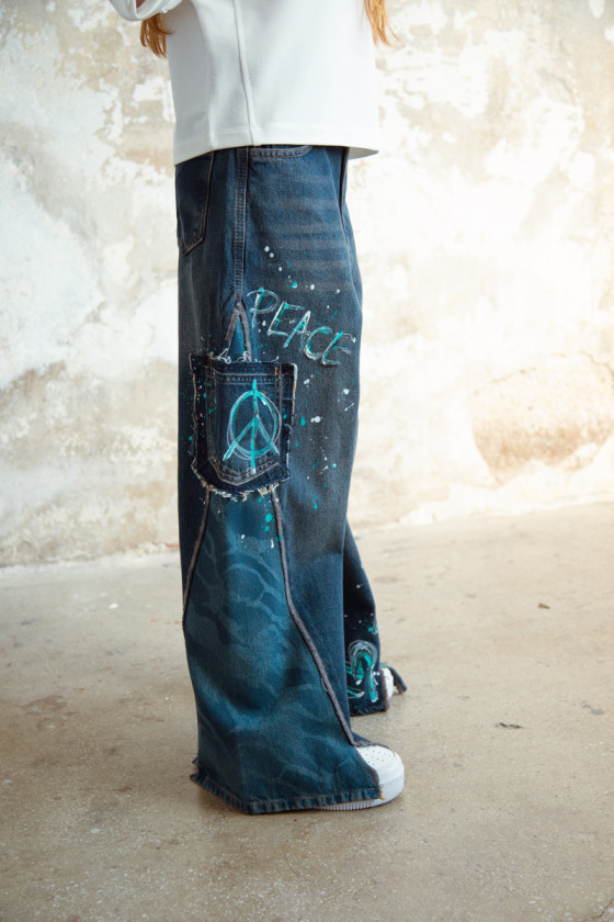 Spodnie jeans Peace niebieskie