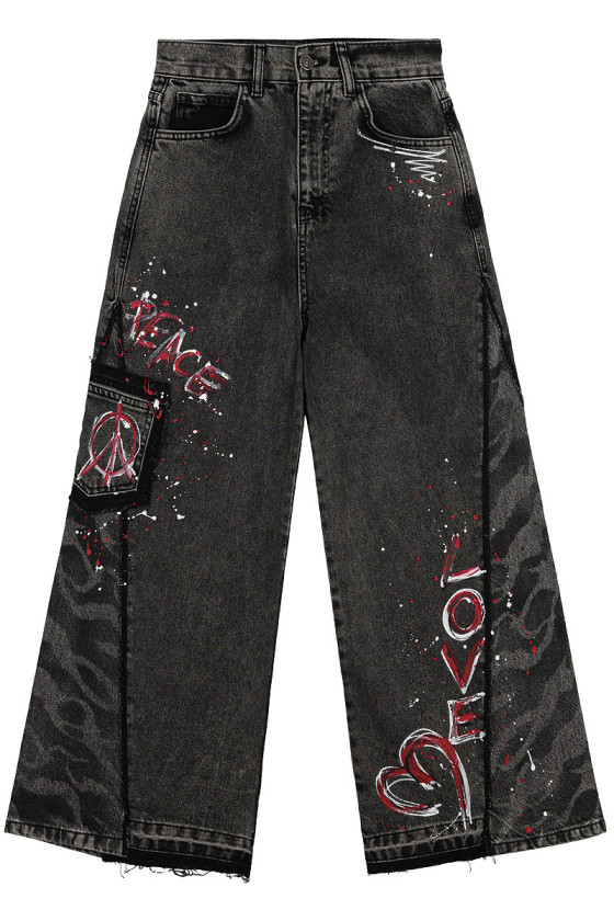 Spodnie jeans Peace grafitowe