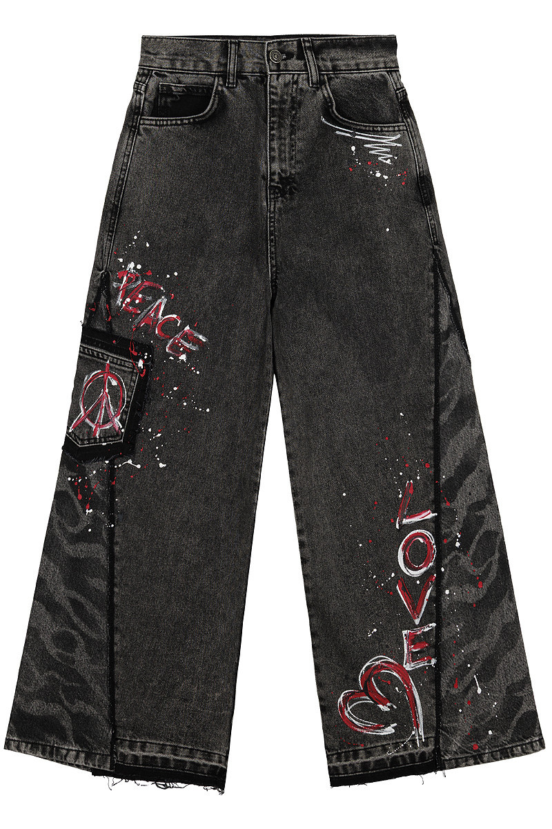 Spodnie jeans Peace grafitowe