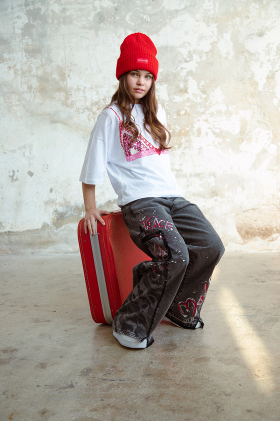 Spodnie jeans Peace grafitowe