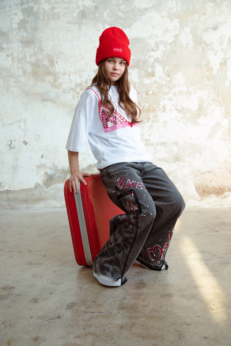 Spodnie jeans Peace grafitowe