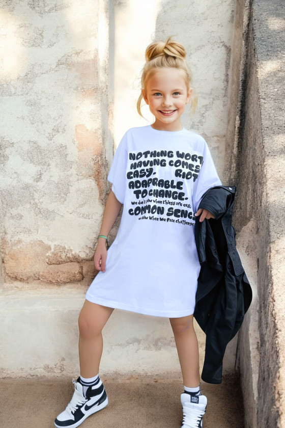 Długi T-shirt dla dziewczynki Change
