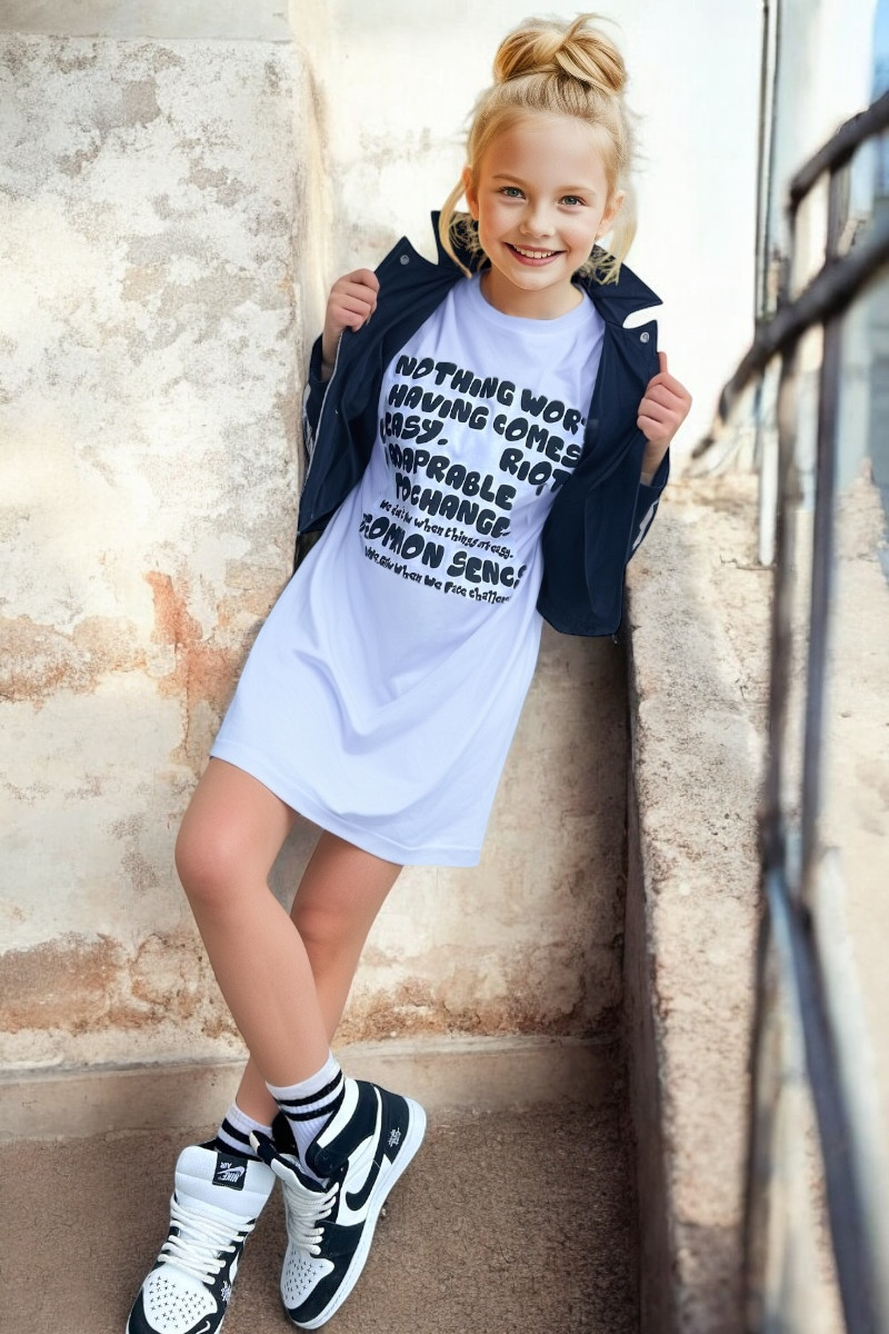 Długi T-shirt dla dziewczynki Change