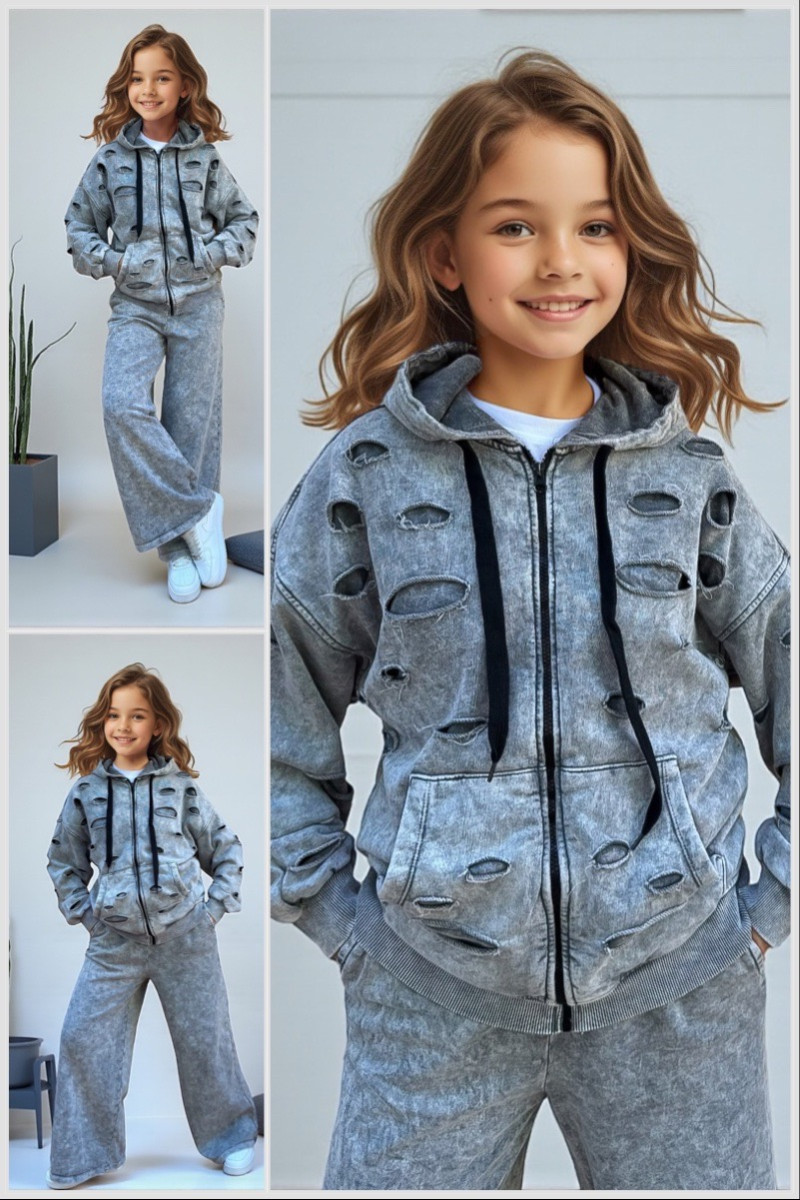 Komplet bluza rozpinana i spodnie Neli jasny szary Komplet bluza rozpinana i spodnie Neli jasny szary