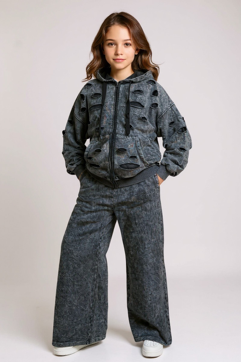 Komplet bluza rozpinana i spodnie Neli ciemny szary Komplet bluza rozpinana i spodnie Neli ciemny szary