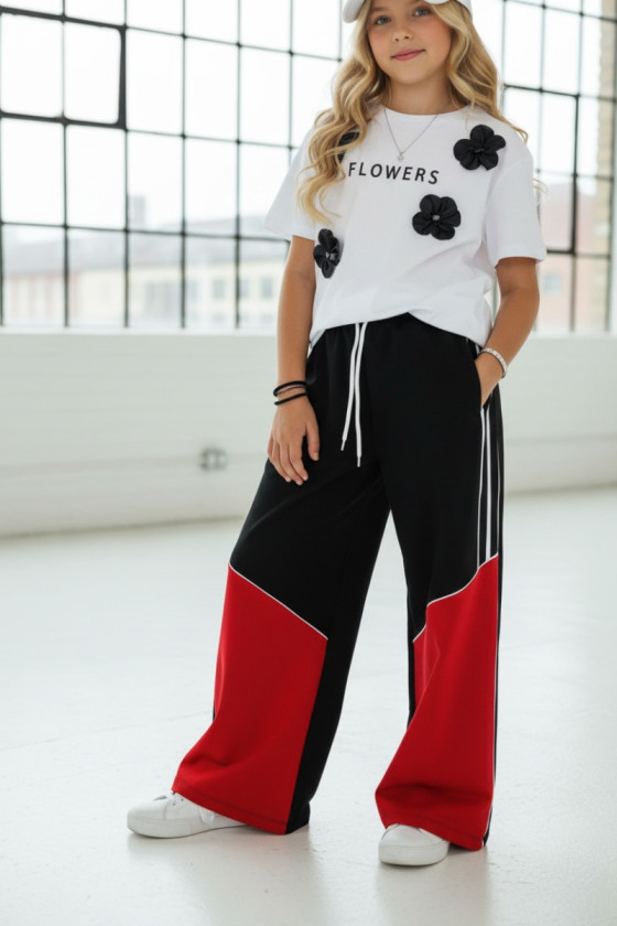 Spodnie dresowe Wey Czarno-czerwone