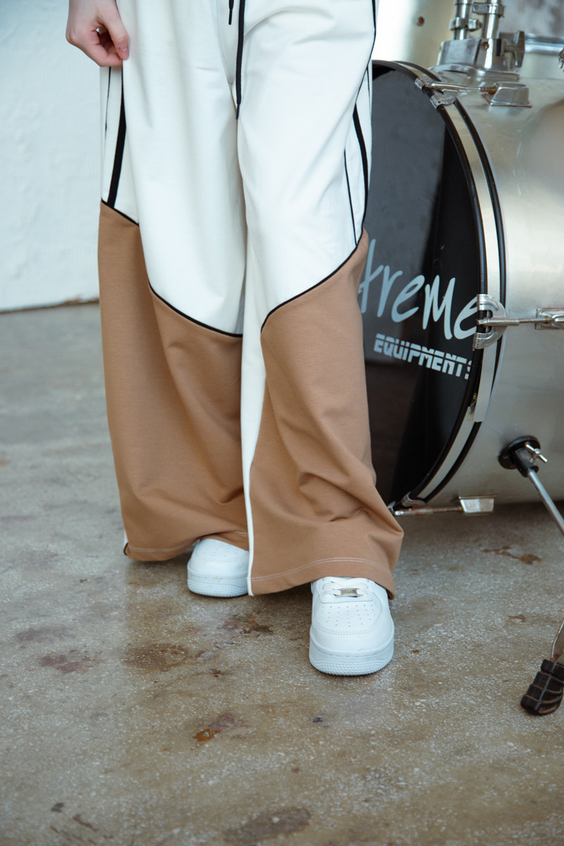 Spodnie dresowe Wey Ecru-brąz