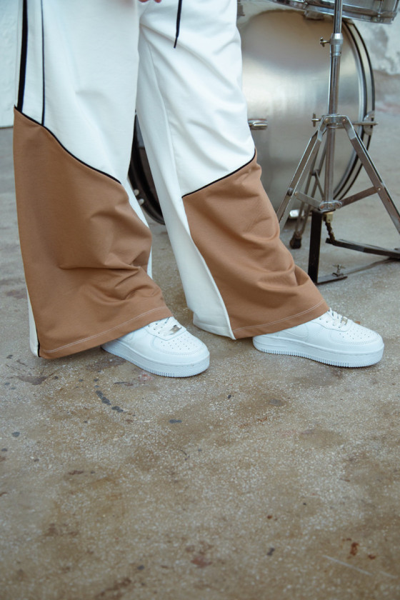 Spodnie dresowe Wey Ecru-brąz