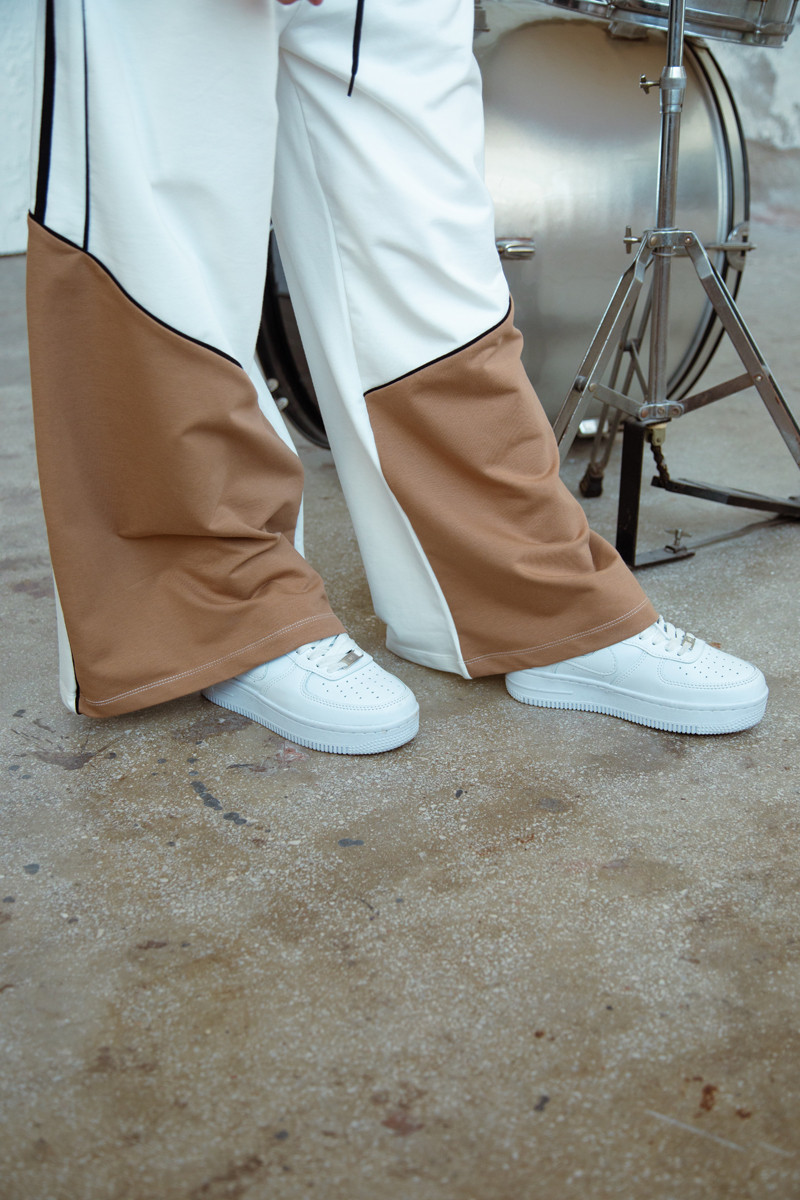 Spodnie dresowe Wey Ecru-brąz