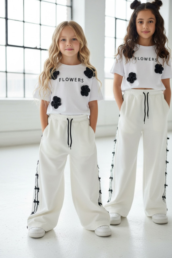 Spodnie dresowe Kokardki śmietanka