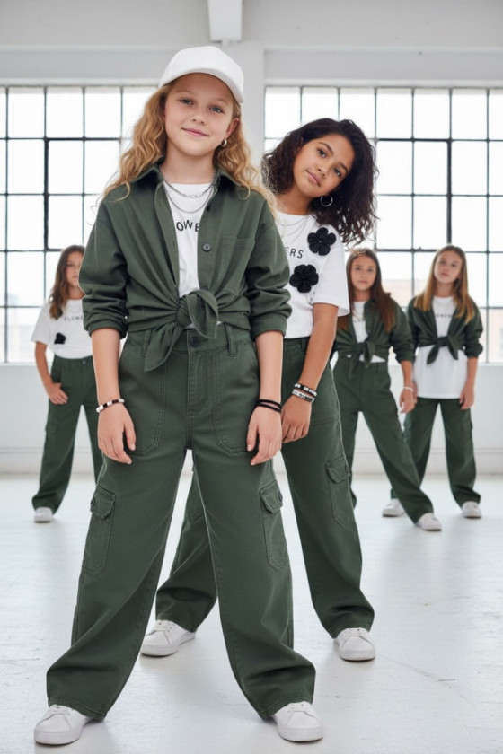 Komplet dla dziewczynki Nadia khaki