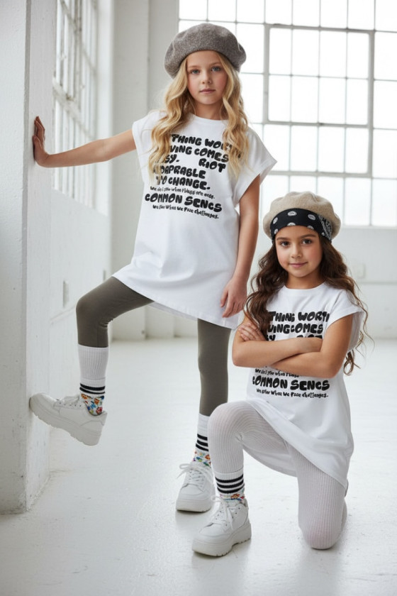 Długi T-shirt dla dziewczynki Change