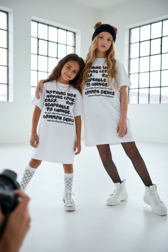 Długi T-shirt dla dziewczynki Change