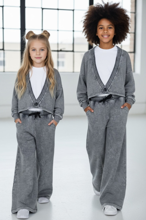 Komplet 3-częściowy Look Style bluza, t-shirt, spodnie, jasny szary