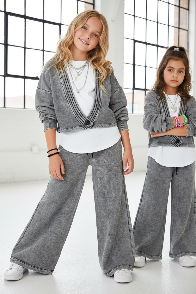 Komplet 3-częściowy Look Style bluza, t-shirt, spodnie, jasny szary