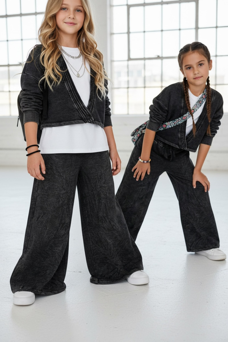 Komplet 3-częściowy Look Style bluza, t-shirt, spodnie ciemny szary