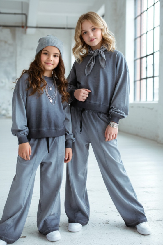 Komplet dla dziewczynki Basic Grey Cieniowany szary