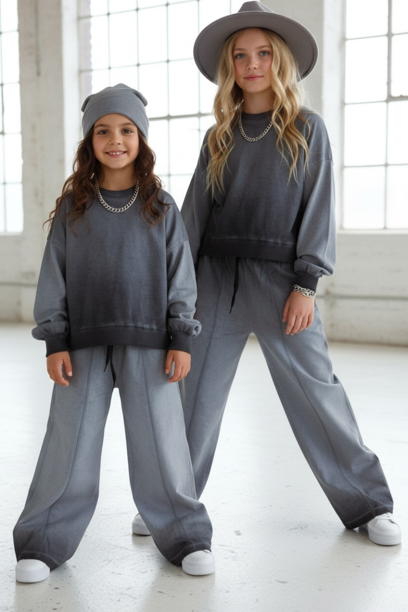 Komplet dla dziewczynki Basic Grey Cieniowany szary