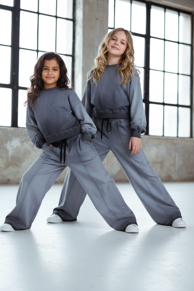 Komplet dla dziewczynki Basic Grey Cieniowany szary
