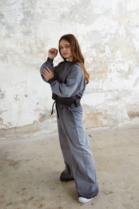 Komplet dla dziewczynki Basic Grey Cieniowany szary