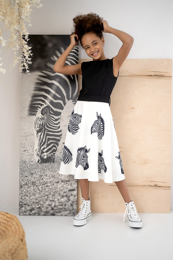 Sukienka dla dziewczynki Zebra biało-czarna