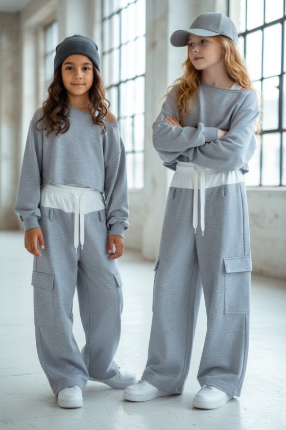 Komplet 3-częściowy dzewczęcy Emma buza, top, spodnie