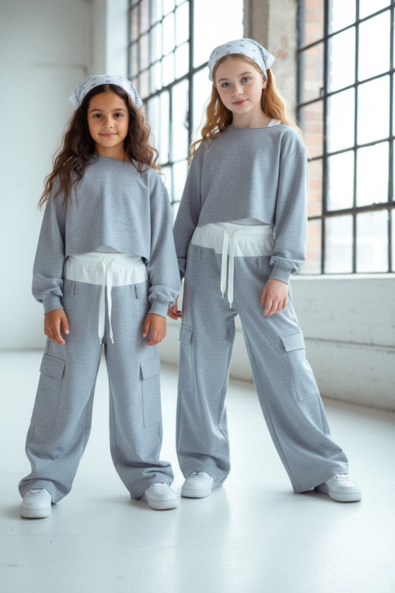 Komplet 3-częściowy dzewczęcy Emma buza, top, spodnie