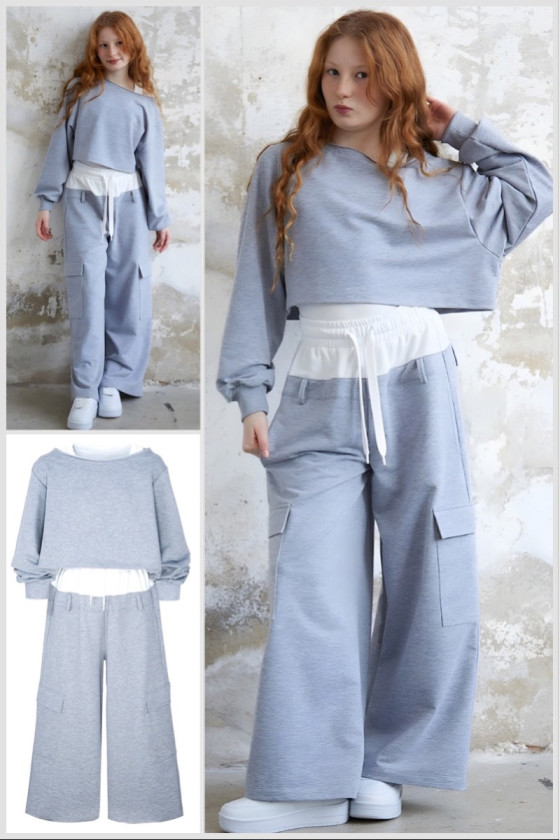 Komplet 3-częściowy dzewczęcy Emma buza, top, spodnie