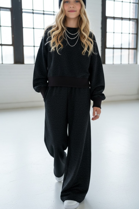 Komplet dla dziewczynki Limba bluza i spodnie Czarny