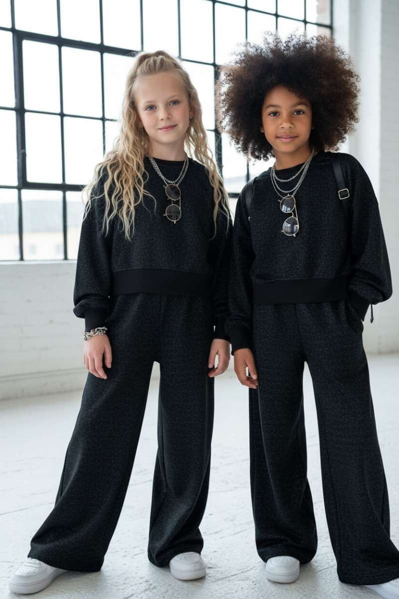 Komplet dla dziewczynki Limba bluza i spodnie Czarny