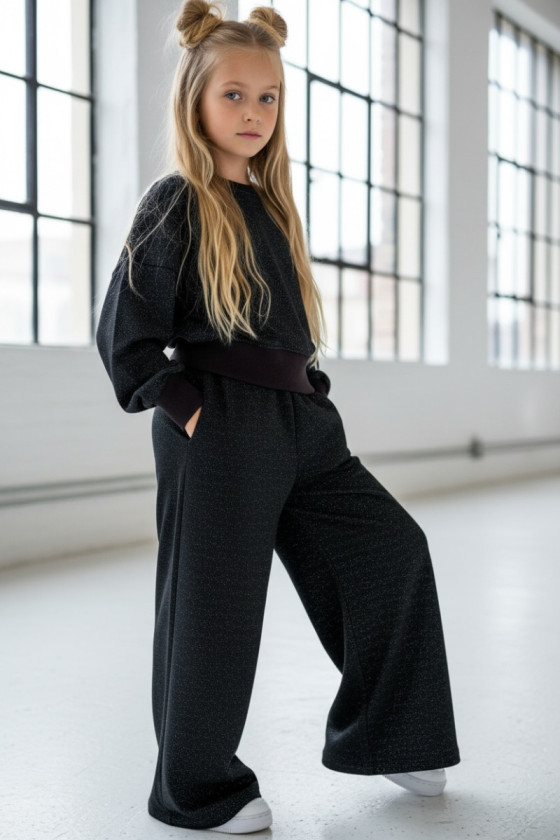 Komplet dla dziewczynki Limba bluza i spodnie Czarny