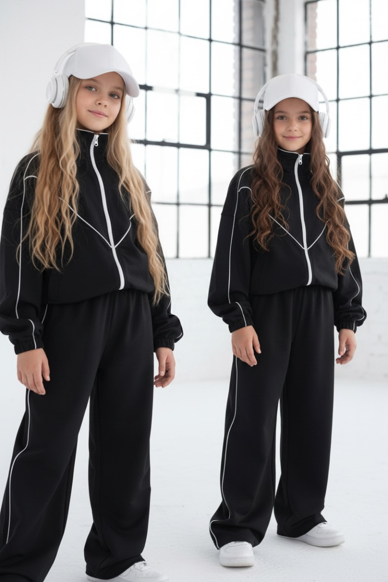 Komplet dla dziewczynki bluza rozpinana i spodnie Relax Airport Czarny