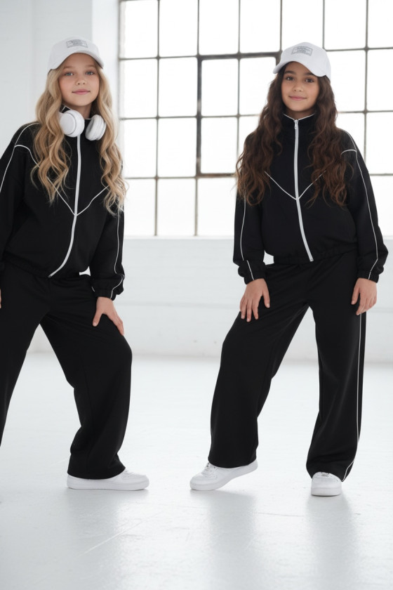 Komplet dla dziewczynki bluza rozpinana i spodnie Relax Airport Czarny