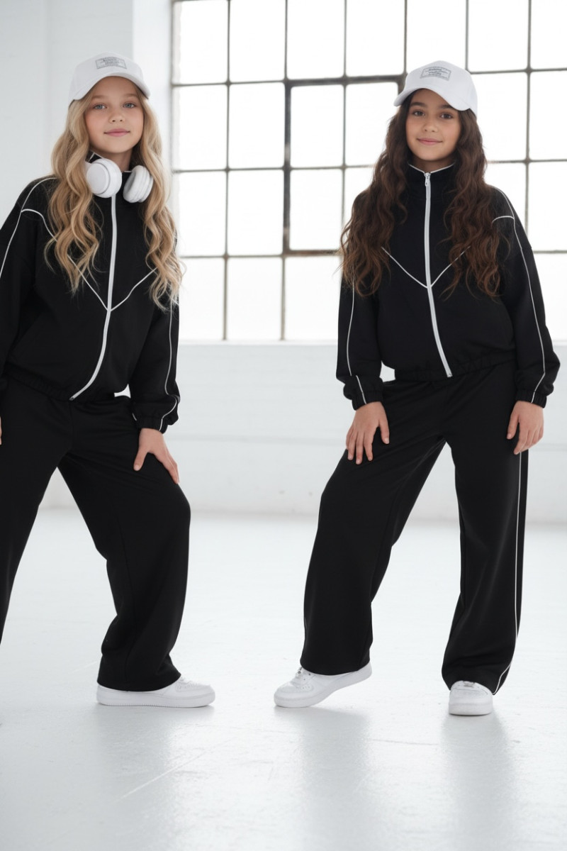 Komplet dla dziewczynki bluza rozpinana i spodnie Relax Airport Czarny