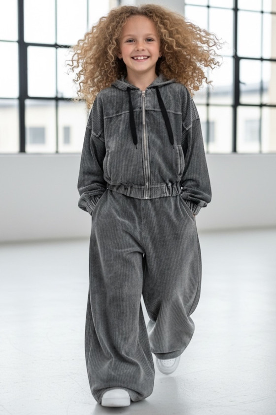 Komplet bluza i spodnie Welur Prążkowany