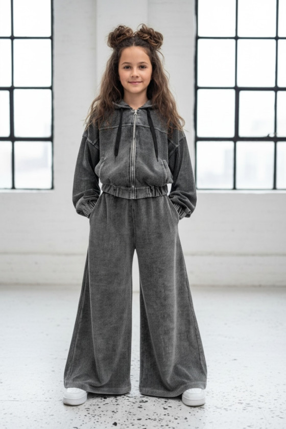 Komplet bluza i spodnie Welur Prążkowany