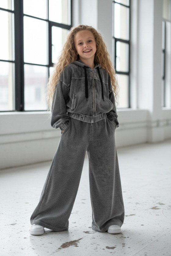 Komplet bluza i spodnie Welur Prążkowany