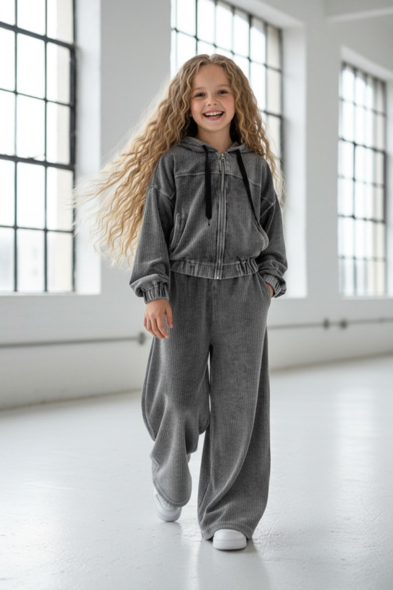 Komplet bluza i spodnie Welur Prążkowany