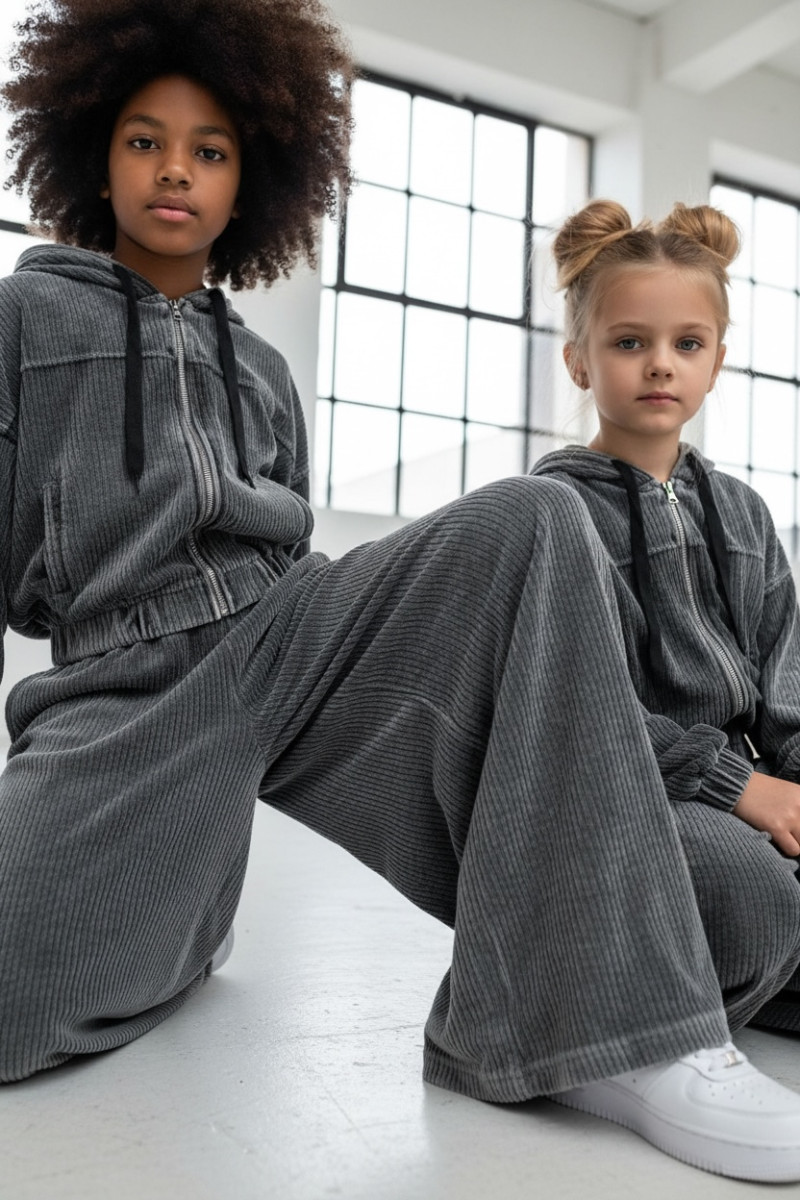 Komplet bluza i spodnie Welur Prążkowany