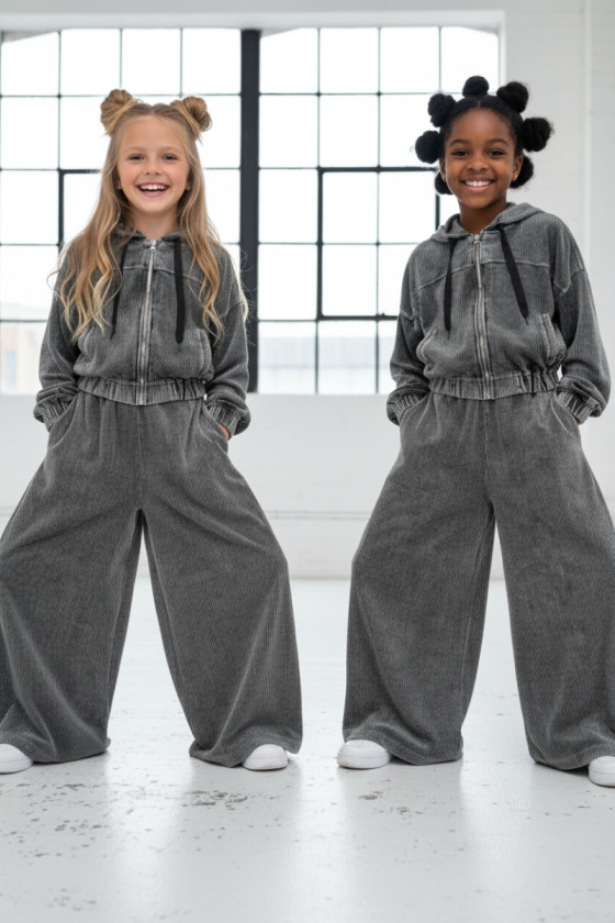 Komplet bluza i spodnie Welur Prążkowany