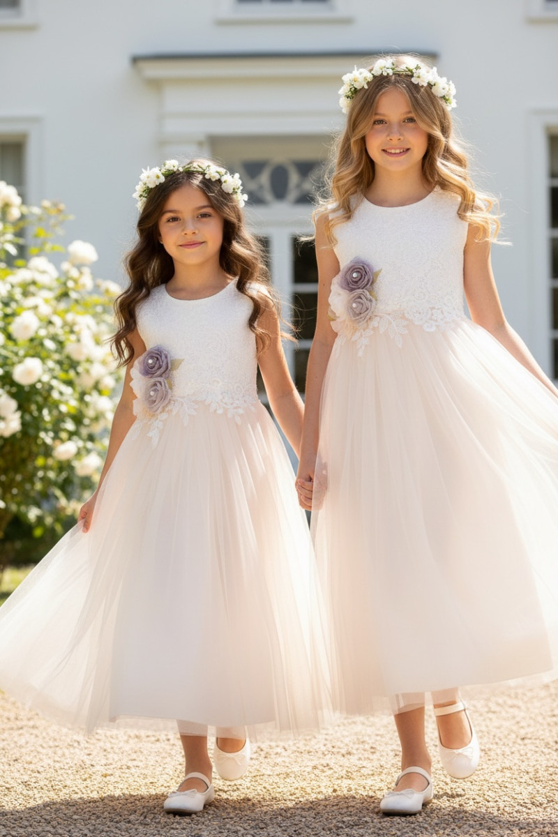 Sukienka dla dziewczynki Wiktoria delikatna morelka