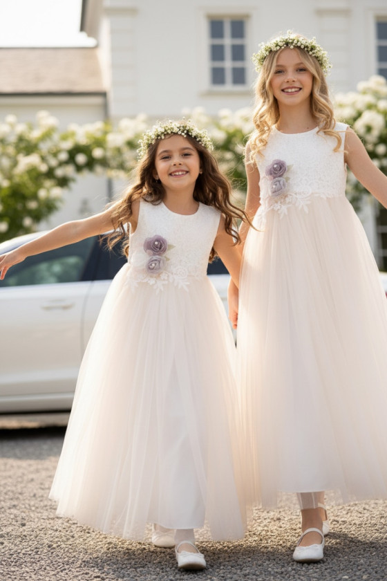 Sukienka dla dziewczynki Wiktoria delikatna morelka