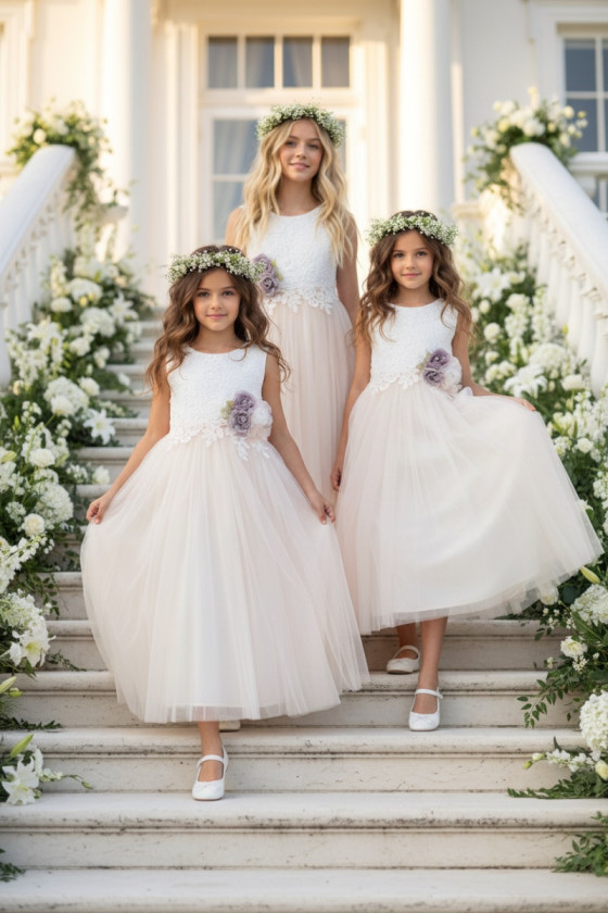 Sukienka dla dziewczynki Wiktoria delikatna morelka