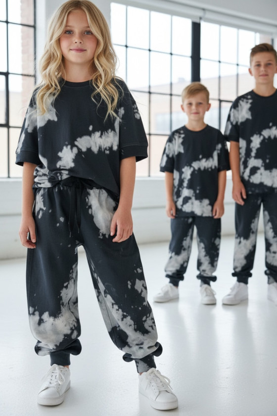 Komplet unisex Tie Dye bluzka i długie spodnie