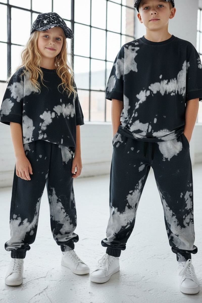 Komplet unisex Tie Dye bluzka i długie spodnie