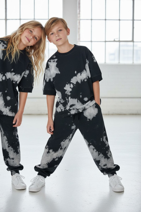 Komplet unisex Tie Dye bluzka i długie spodnie