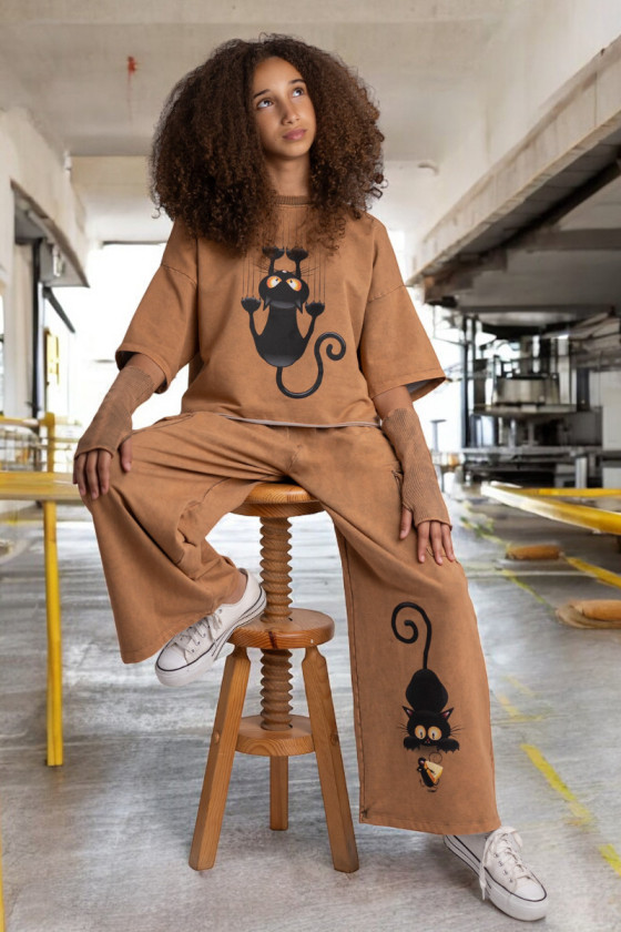 Komplet 3w1 Cat & Mouse bluzka, spodnie, mitenki