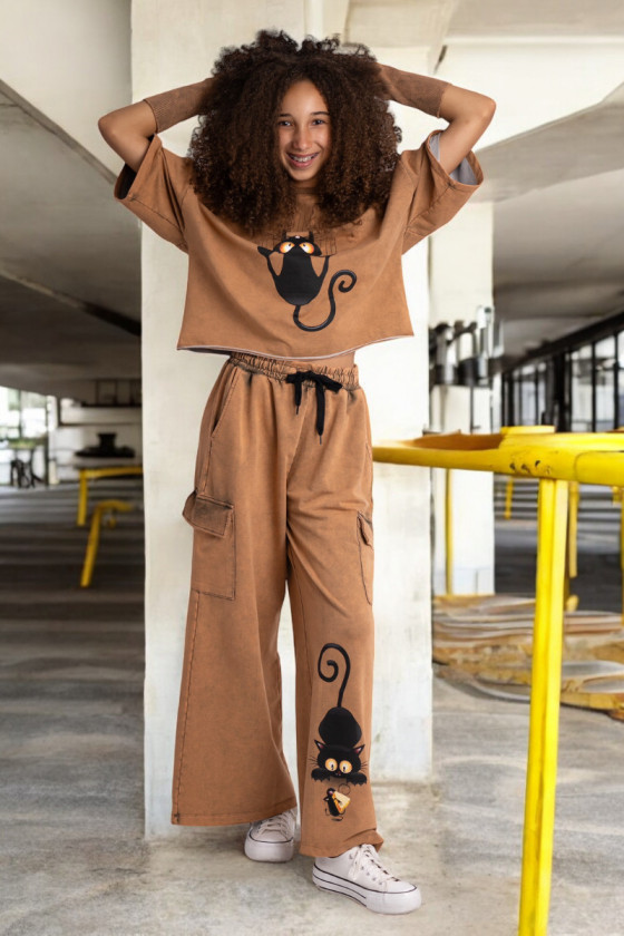 Komplet 3w1 Cat & Mouse bluzka, spodnie, mitenki