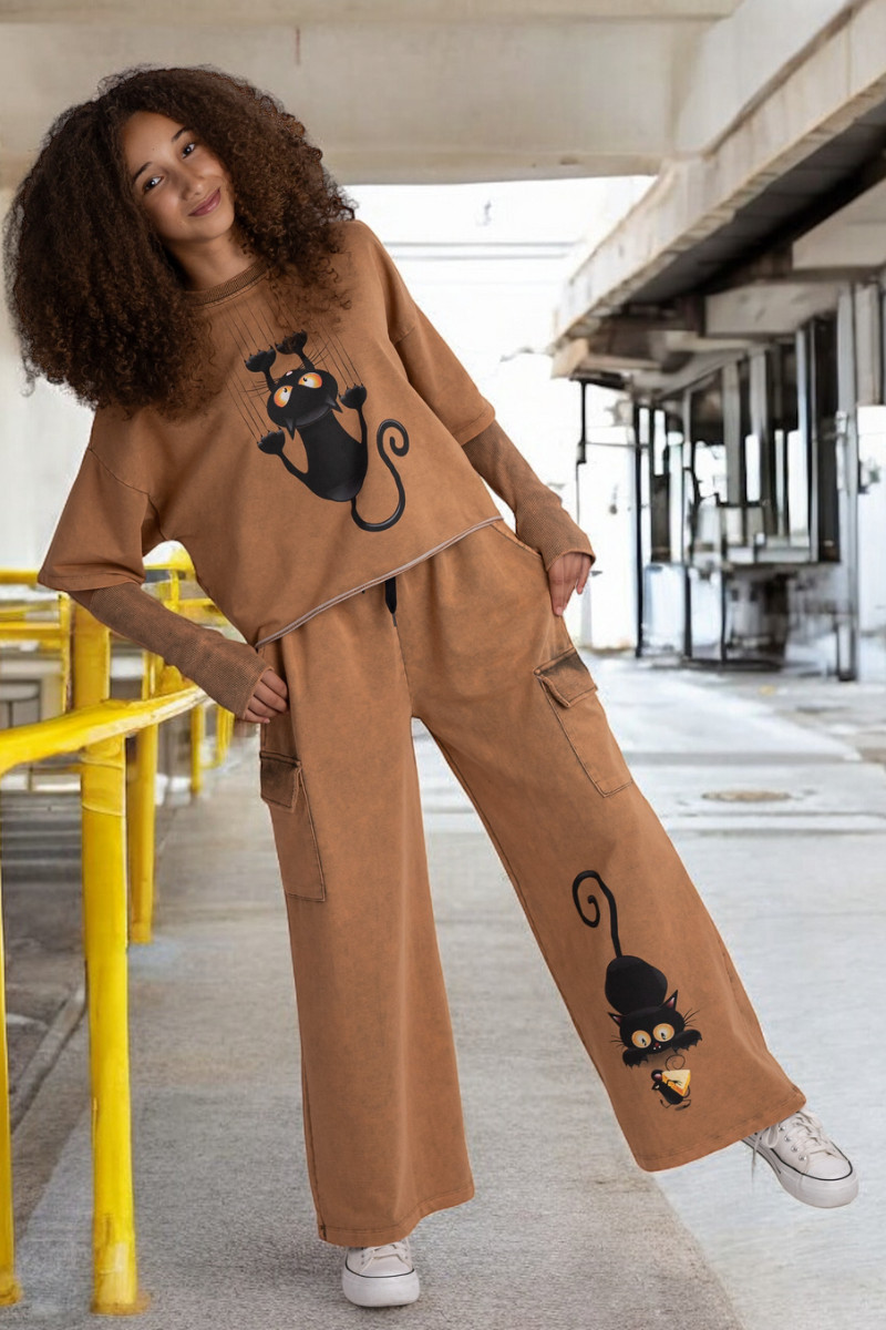 Komplet 3w1 Cat & Mouse bluzka, spodnie, mitenki